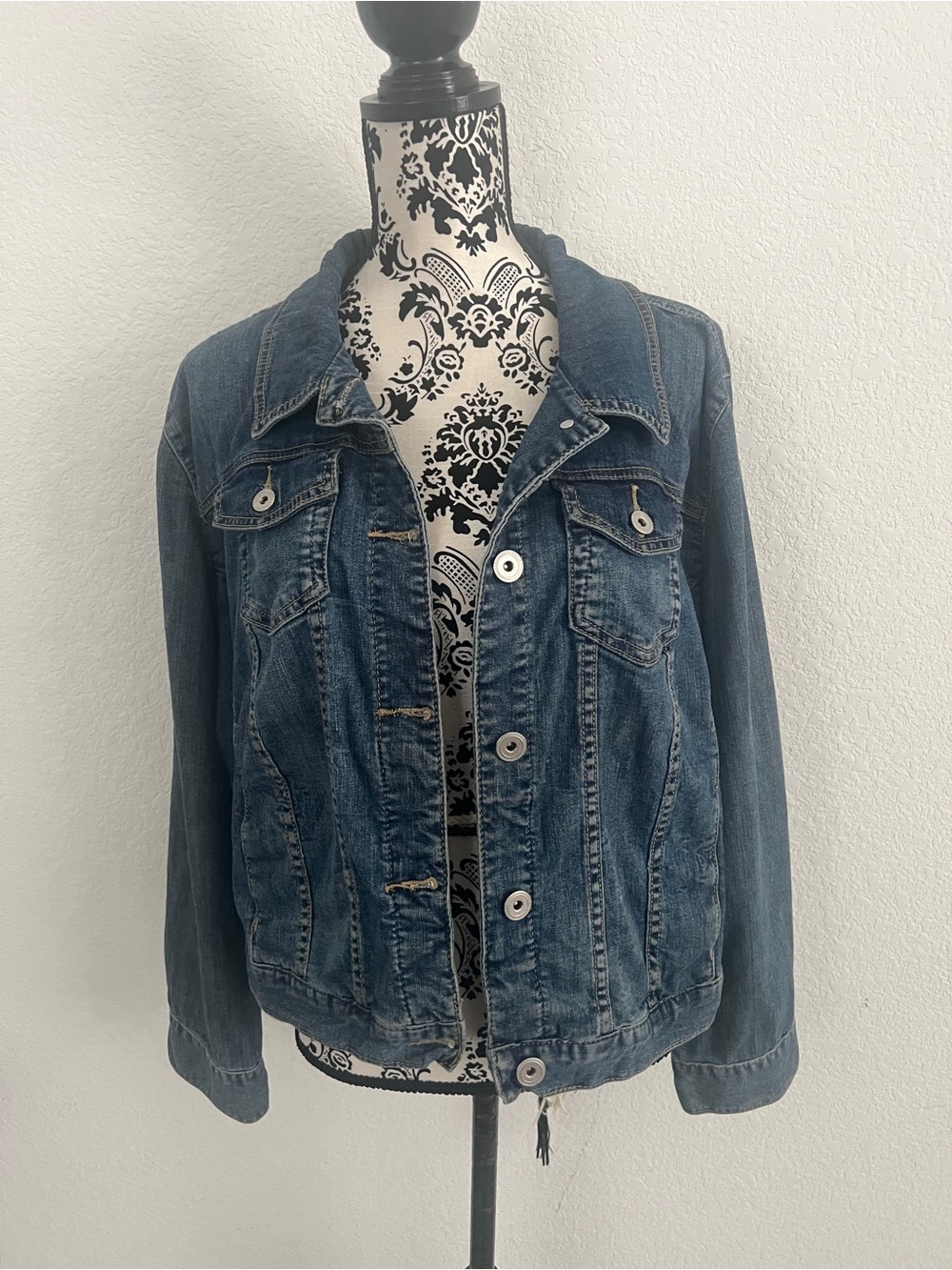 Lane Bryant Denim Jacket Size 20 Blue Stretch Jean Trucker Jacket Plus Size